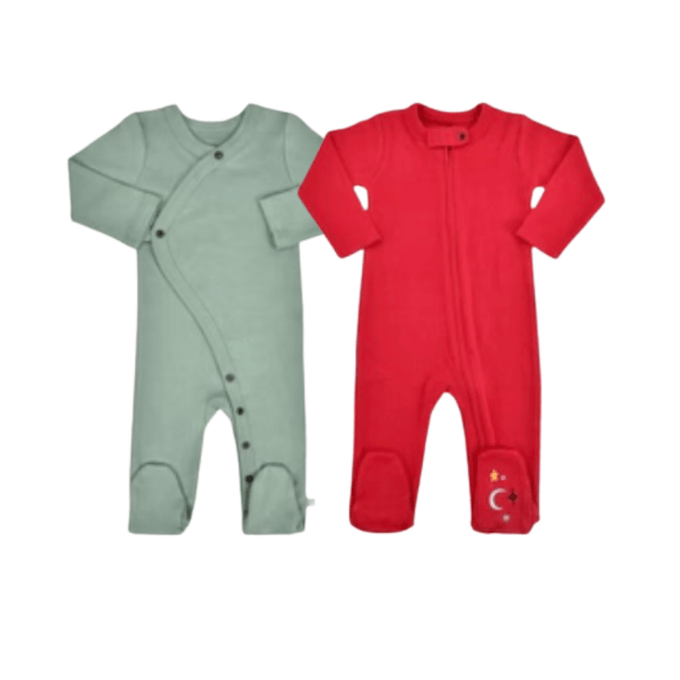Baby 2 pc.  footie set | Red and Green finn + emma