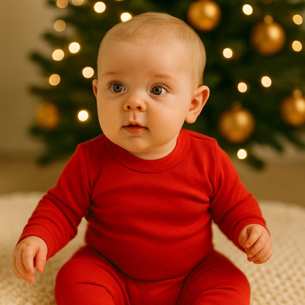Baby baby pajamas | scarlet red finn + emma
