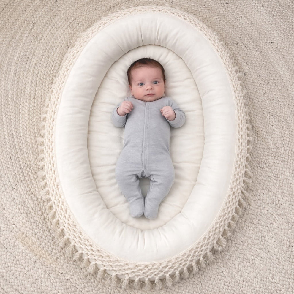 Boho-Chic Baby Oval Lounge Mat | 100% Organic Cotton - – Finn + Emma