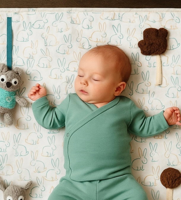 Baby Organic Play Mat | Rectangle | Bunnies finn + emma