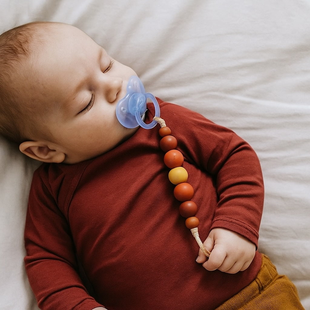 Baby Autumn Leaves I Pacifier Clip Golden Baby