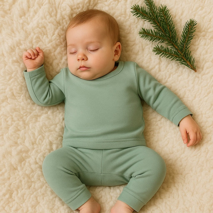 Baby baby pajamas | Basil Green finn + emma