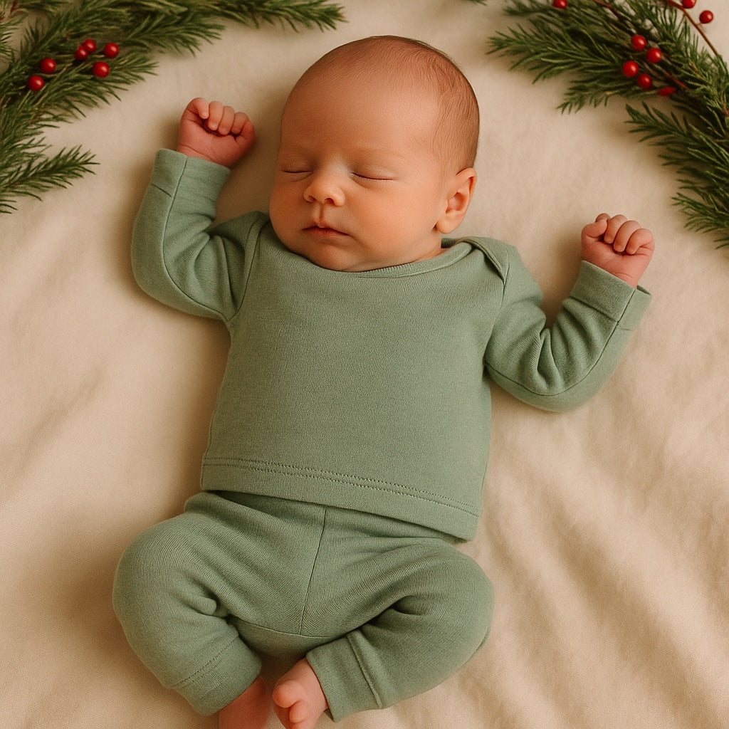 Baby baby pajamas | Basil Green finn + emma