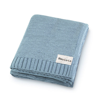 Baby Heritage Knit - 100% Organic Cotton Luxury Knit Baby Swaddle Bleu La La