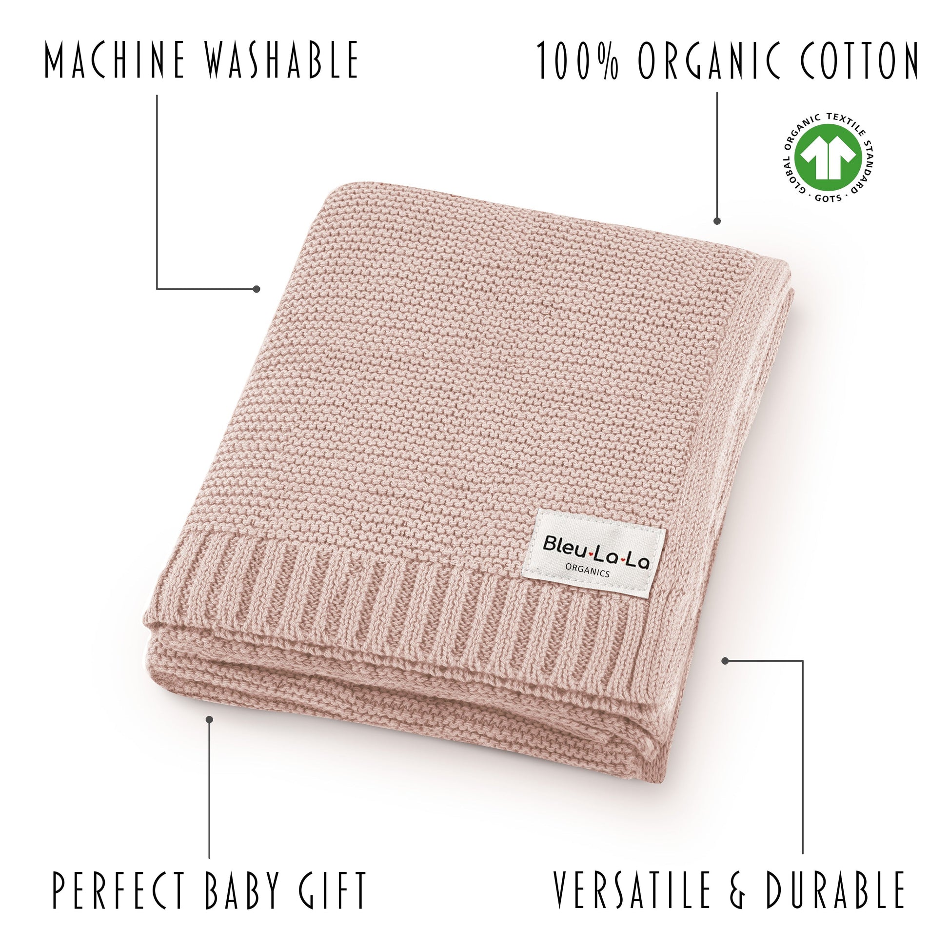 Baby Heritage Knit - 100% Organic Cotton Luxury Knit Baby Swaddle Bleu La La