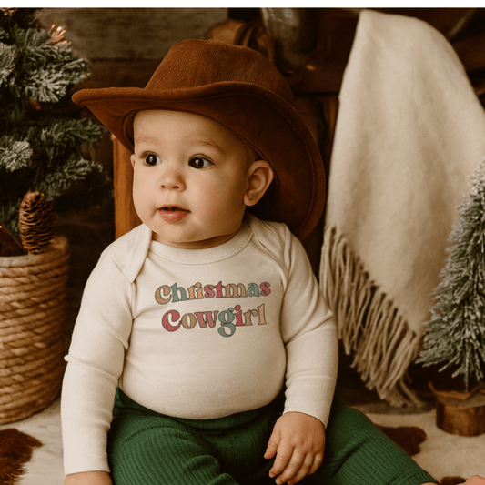 Baby long sleeve graphic bodysuit | christmas cowgirl finn + emma