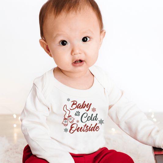 Baby long sleeve graphic bodysuit | baby its cold outside finn + emma