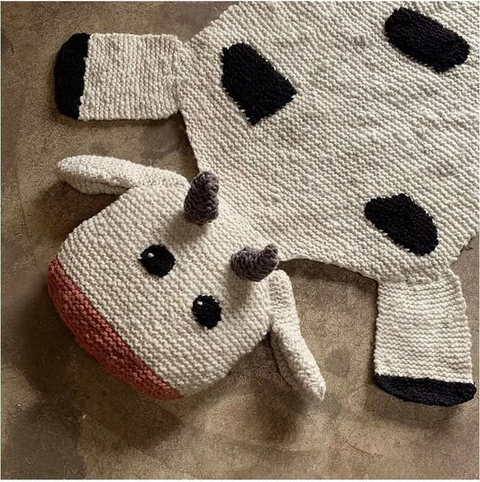 Baby Organic Wool Play Mat + Nursery Rug  | Cow finn + emma