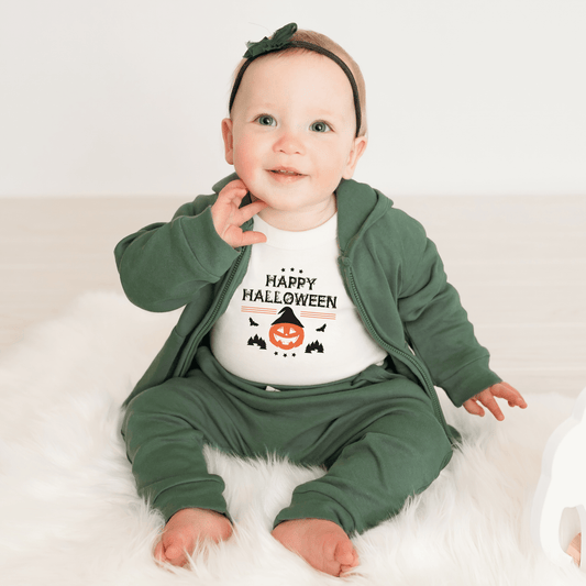 Baby graphic bodysuit | halloween pumpkin finn + emma
