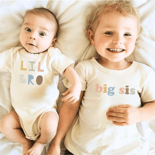 Baby graphic bodysuit | lil bro - desert rose Finn + Emma
