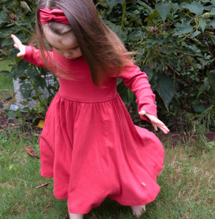 Baby/Toddler Twirl Dress - Scarlet Red | 100% Organic - Default / 3-6M Baby/Toddler Twirl Dress - Scarlet Red | 100% Organic - Default / 3-6M