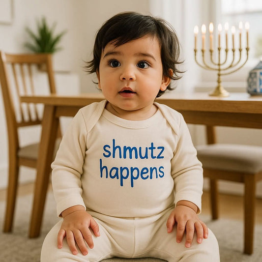 Baby long sleeve graphic bodysuit | schmutz happens finn + emma