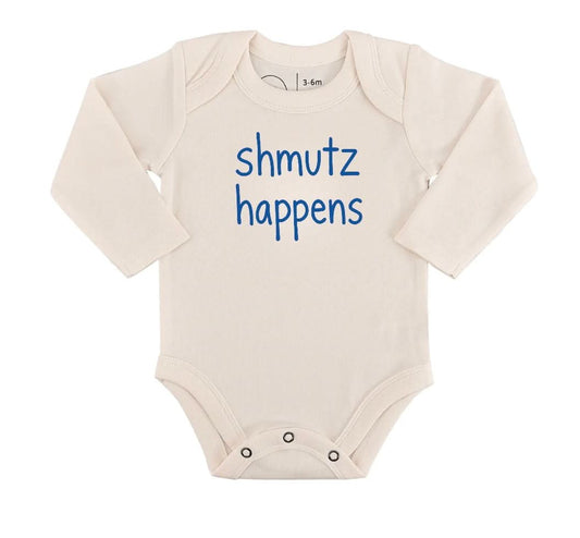 Baby long sleeve graphic bodysuit | schmutz happens finn + emma