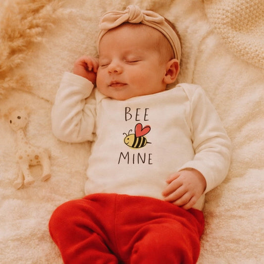 Baby long sleeve graphic bodysuit | bee mine finn + emma