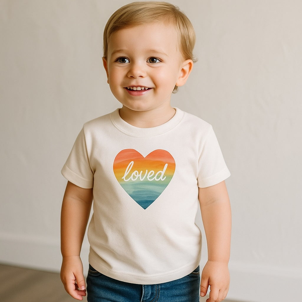 Baby graphic tee | loved rainbow heart finn + emma