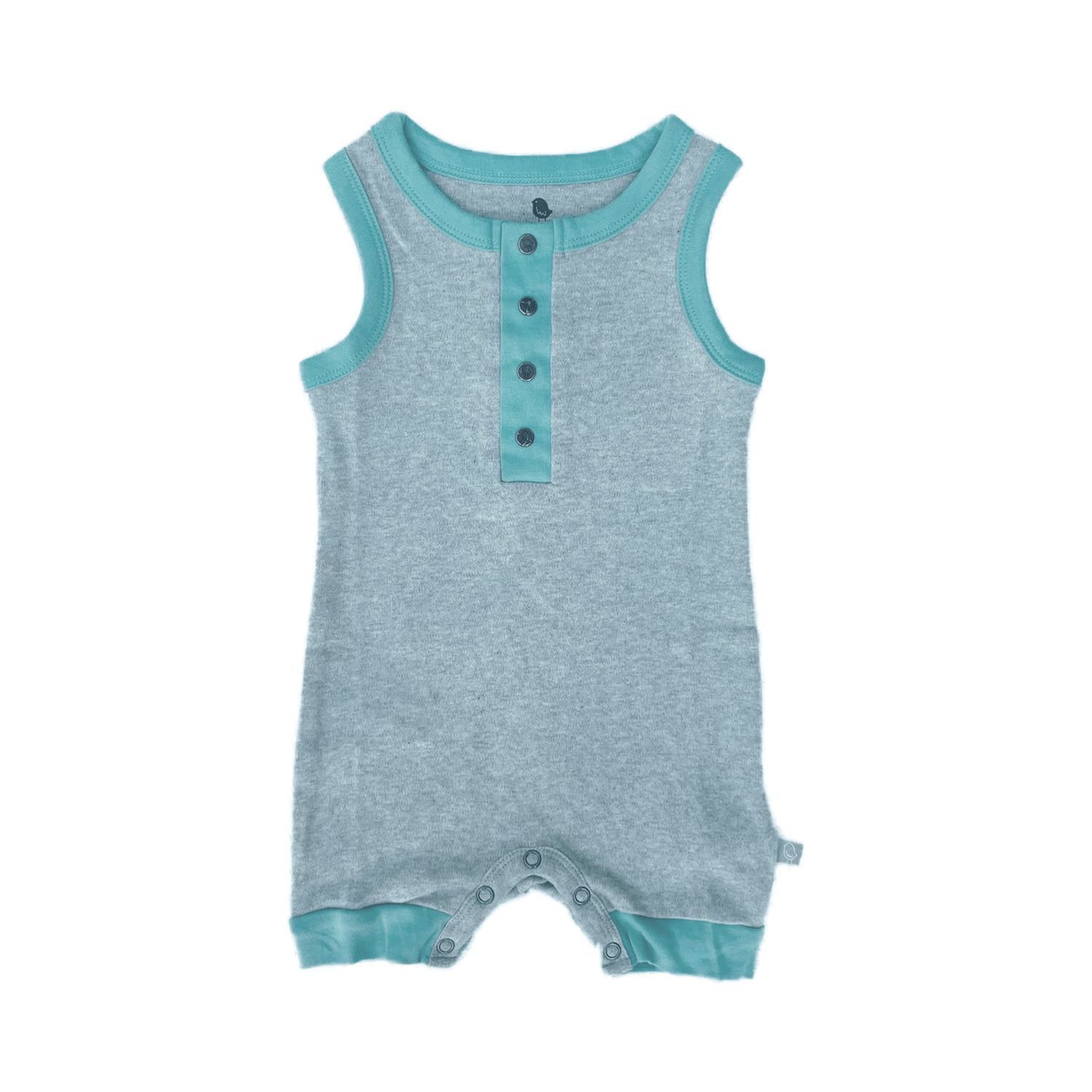 Baby tank romper | vintage aqua colorblock finn + emma