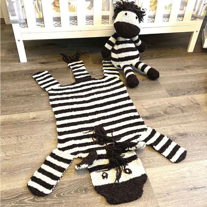 Baby Organic Wool Play Mat + Nursery Rug  | Zebra finn + emma