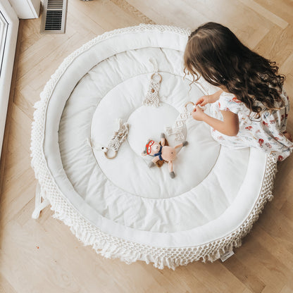 Alfombra Redonda Para Bebés – 70x70cm, Antideslizante, Para Gateo, Juego Y Siesta, Diseño Faro Náutico