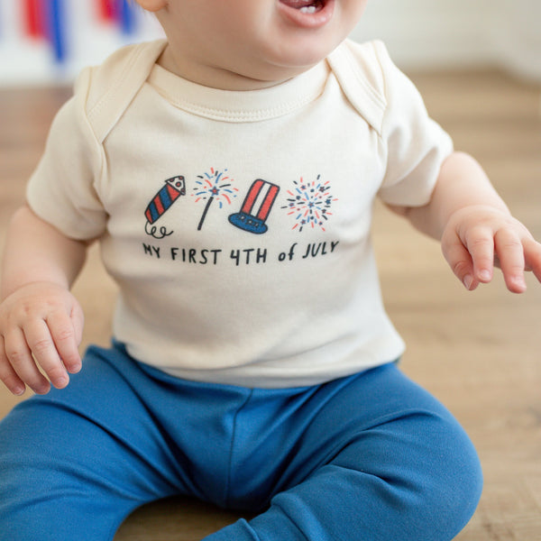 Organic Baby Onesie My First 4th of July 100% Soft Cotton