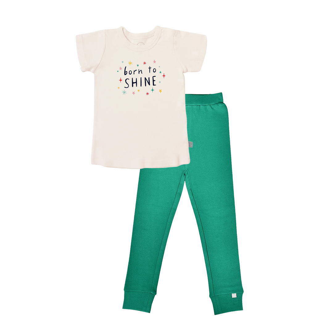 Baby short sleeve pajama set | born to shine emerald finn + emma