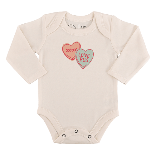 Baby long sleeve graphic bodysuit | candy hearts finn + emma