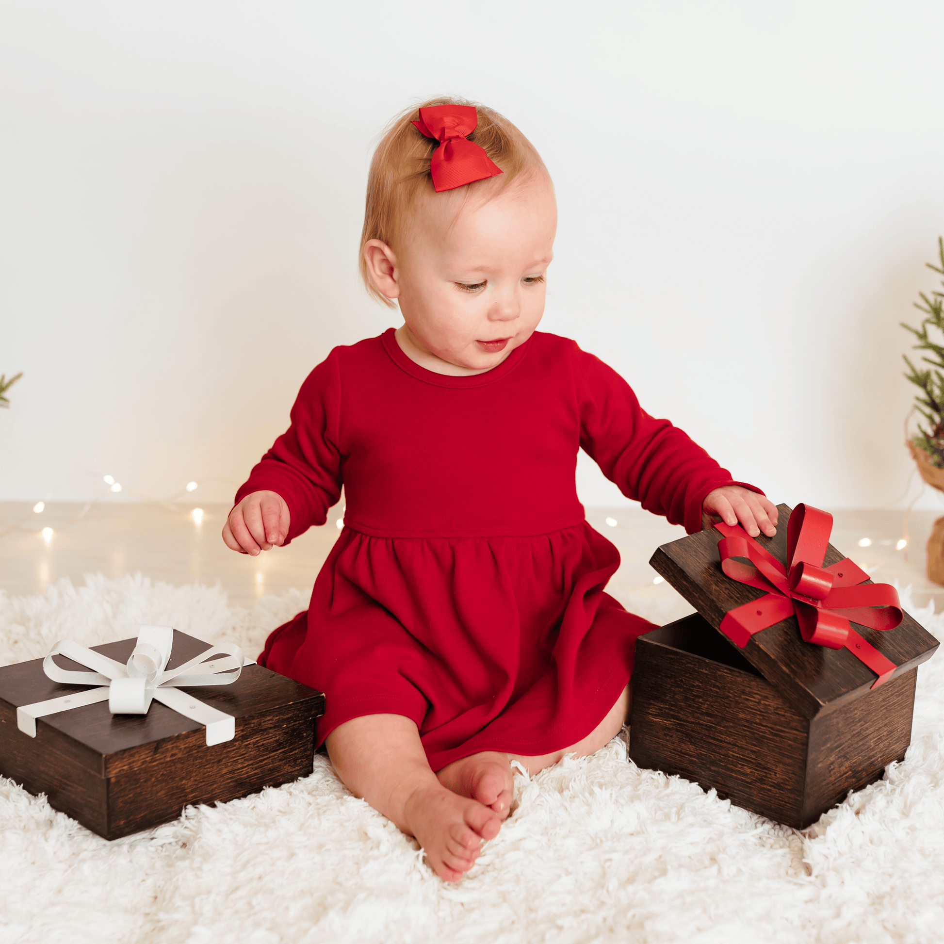 Baby/Toddler Twirl Dress - Scarlet Red | 100% Organic - Default / 3-6M Baby/Toddler Twirl Dress - Scarlet Red | 100% Organic - Default / 3-6M