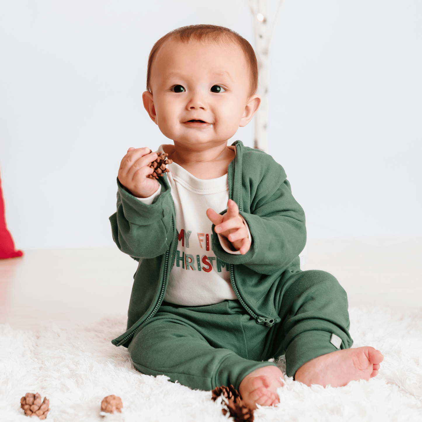 Baby hoodie | pine green finn + emma