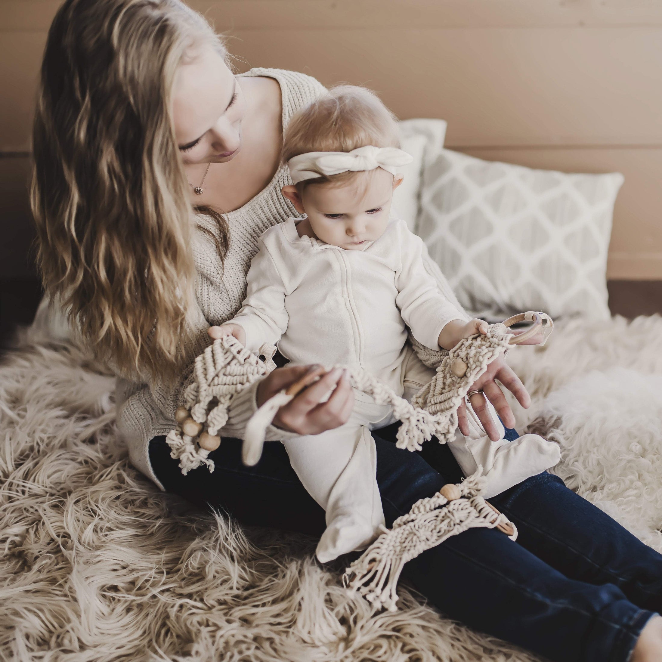 Finn + Emma Macrame Hanging Toy Basket