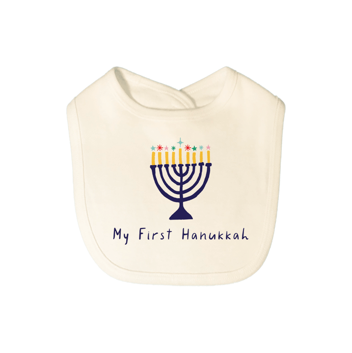 Baby graphic bib | my first hanukkah finn + emma