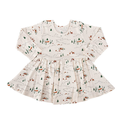 Baby long sleeve twirl dress | into the woods finn + emma