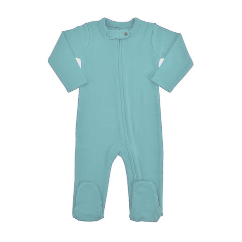 Baby footie | vintage aqua Finn + Emma
