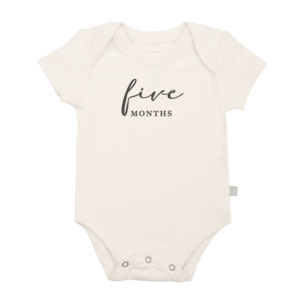 Baby graphic bodysuit | five months milestone charcoal finn + emma