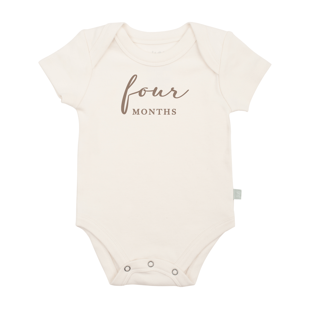 Baby graphic bodysuit | four months milestone taupe finn + emma