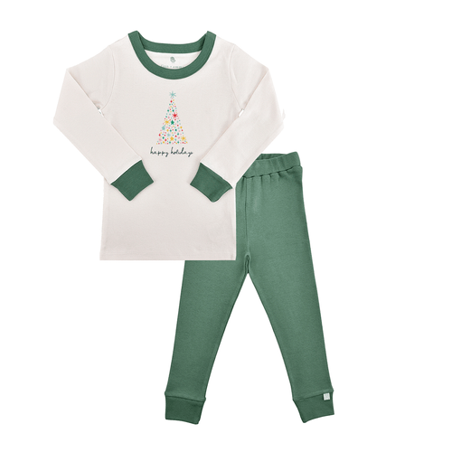 Baby pajamas | happy holidays pine green finn + emma