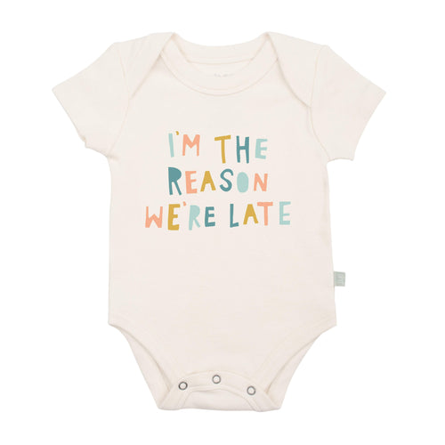 Baby graphic bodysuit | reason we are late finn + emma