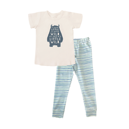 Baby short sleeve pajama set | wild child pinstripes finn + emma
