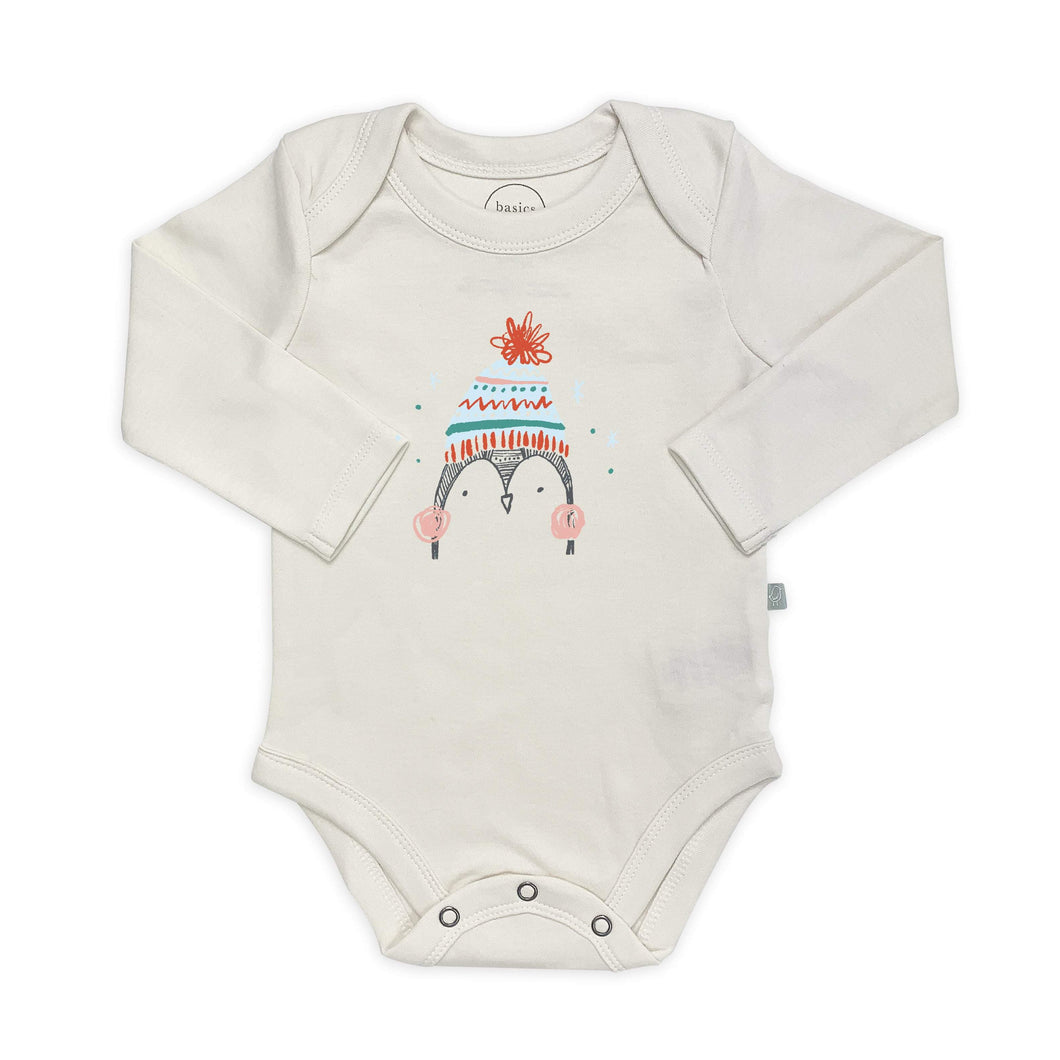 Baby graphic bodysuit | holiday penguin (long sleeve) finn + emma