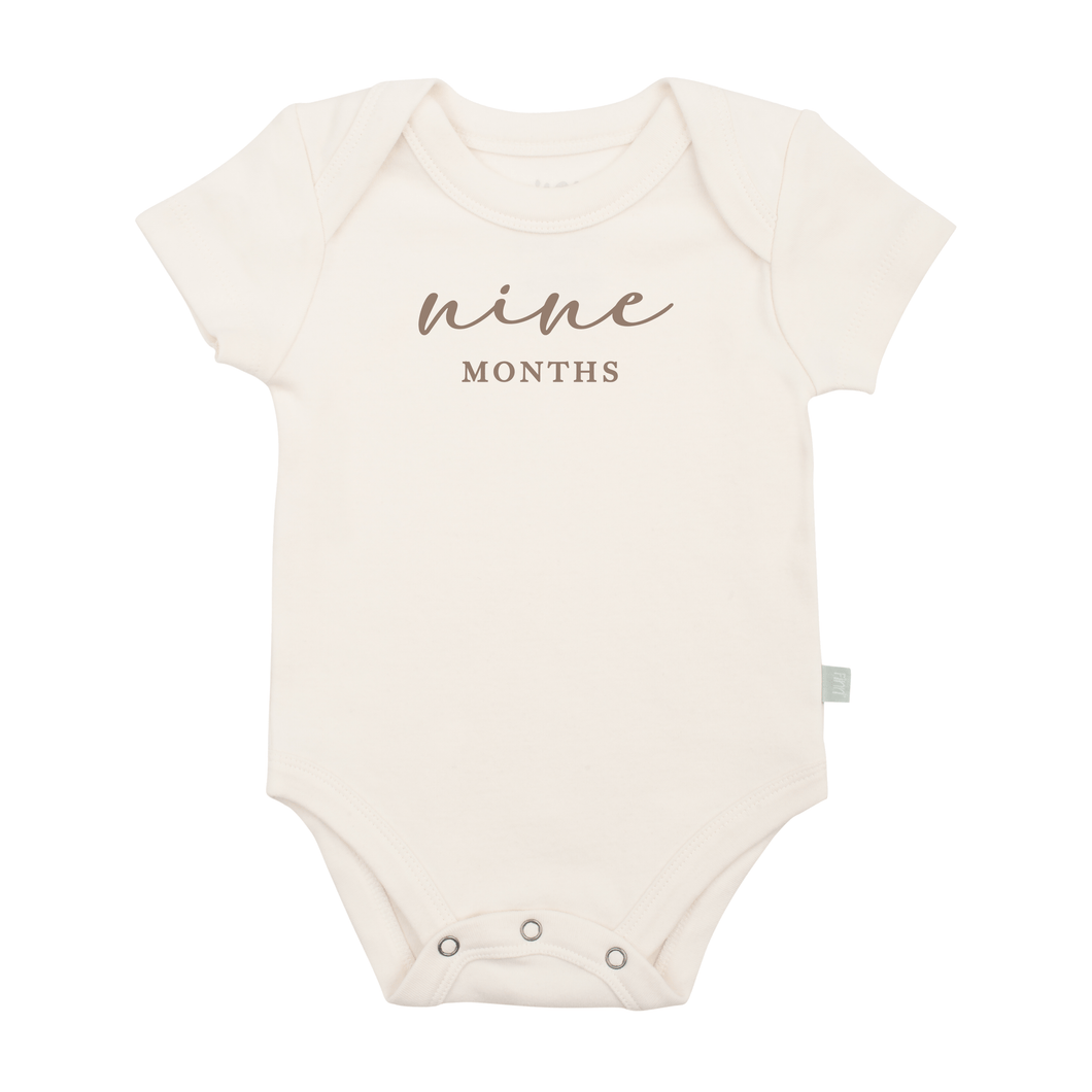 Baby graphic bodysuit | nine months milestone taupe finn + emma
