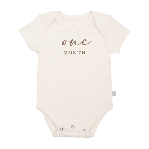 Baby graphic bodysuit | one month milestone taupe finn + emma