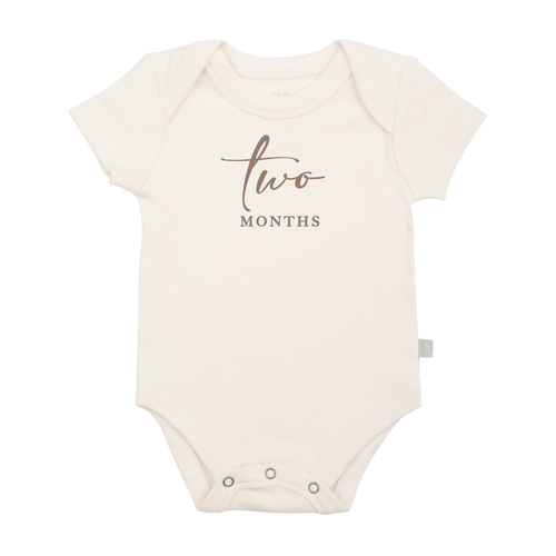 Baby graphic bodysuit | two months milestone taupe finn + emma